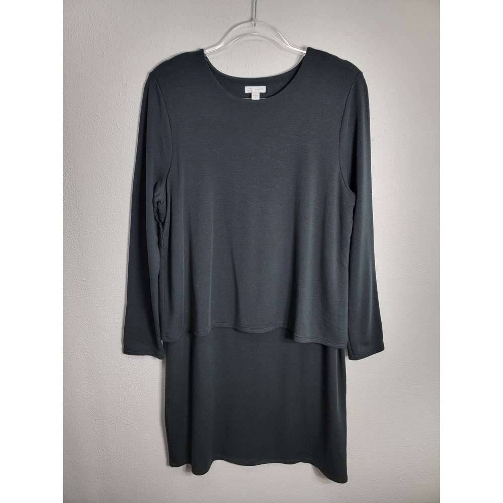J. Jill Pure Jill M Dress Black Luxe Tencel Long Sleeve Layered Knit Soft - Picture 5 of 7